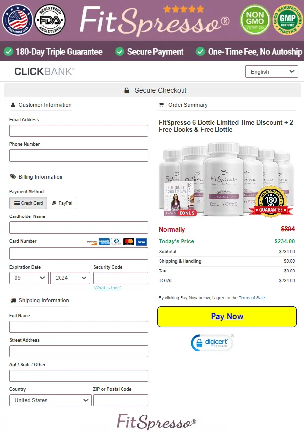 FitSpresso Weight Loss Supplement Order Page